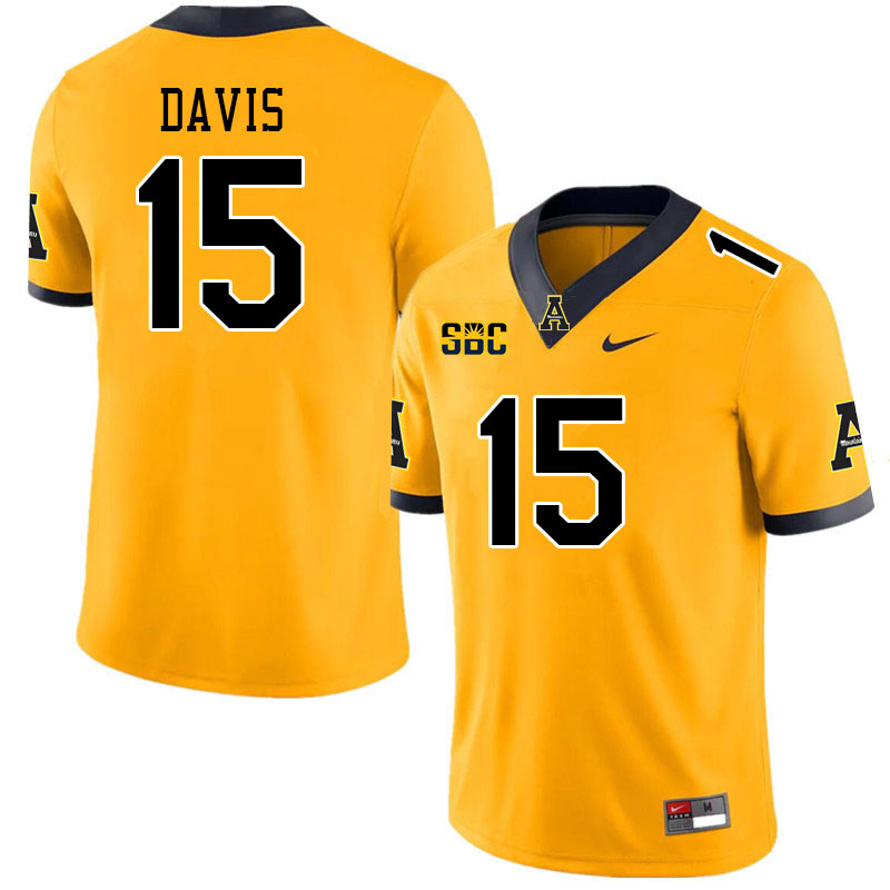 Men #15 Thomas Davis Appalachian State Mountaineers College Football Jerseys Stitched Sale-Gold - Click Image to Close